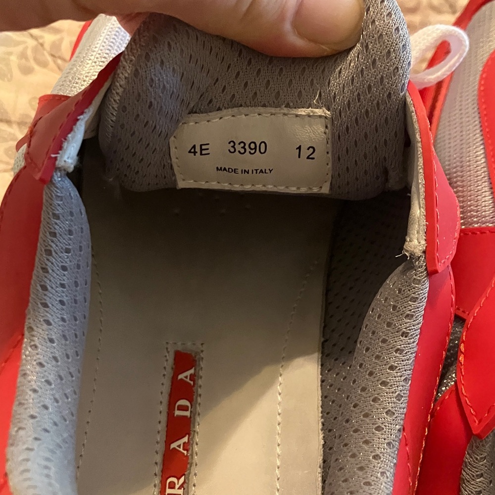 Prada Men's Bold Red and Gray Sneakers - Picture 5 of 8